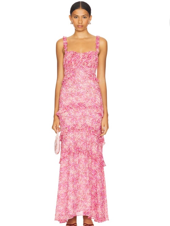 Astr Dresses & Skirts - Astr Pink Floral Tiered Maxi Dress